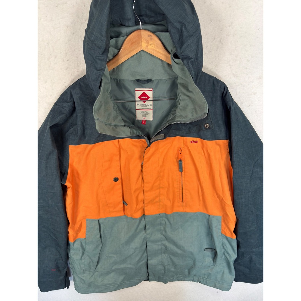 Foursquare Outerwear Mens Snowboard Jacket Large Colorblock Hooded Powder Skirt - Picture 2 of 15